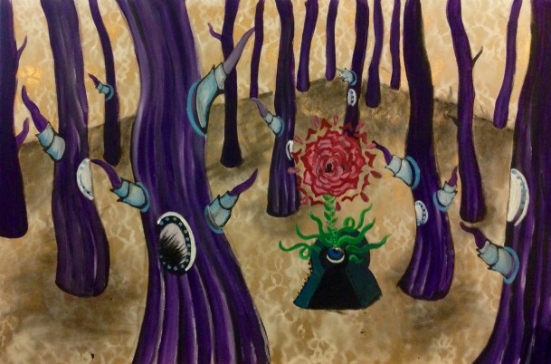 Through the Trees (live painted at Oaktopia Fest 2014) (currently hanging at Mulberry Cantina, Denton TX)